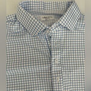 Collars Co. Mens Golf Polo Shirt XL Tall Blue White  Check Short Sleeve‎ Rugby